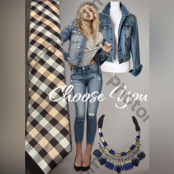 Classic Checkered Silk Tie in Black, White, and Tan - Vintage Penguin - Picture 1 of 10